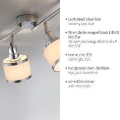 LED Deckenleuchte 4 flammig chrom glänzend drehbar Innenlampe