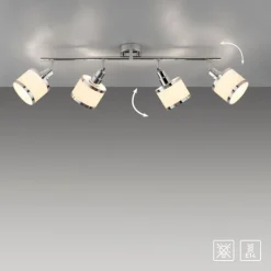 LED Deckenleuchte 4 flammig chrom glänzend drehbar Innenlampe