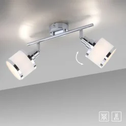 LED Deckenleuchte 2 flammig chrom glänzend drehbar Innenleuchte