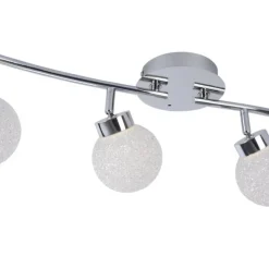 LED Deckenleuchte, 4-flammig, chrom, Strahlerleiste, dimmbar, Fernbedienung