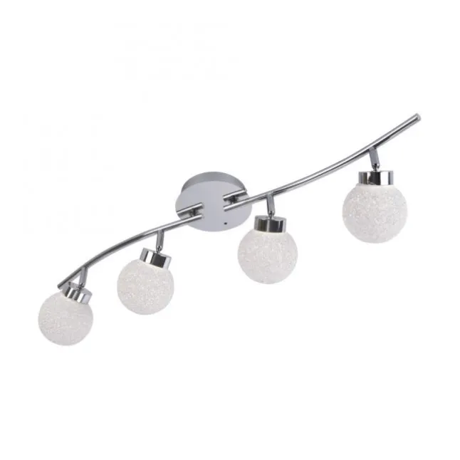 LED Deckenleuchte, 4-flammig, chrom, Strahlerleiste, dimmbar, Fernbedienung