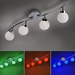 LED Deckenleuchte, 4-flammig, chrom, Strahlerleiste, dimmbar, Fernbedienung