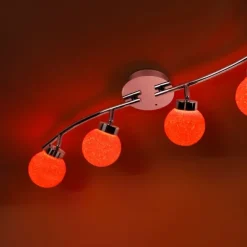 LED Deckenleuchte, 4-flammig, chrom, Strahlerleiste, dimmbar, Fernbedienung