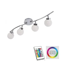 LED Deckenleuchte, 4-flammig, chrom, Strahlerleiste, dimmbar, Fernbedienung