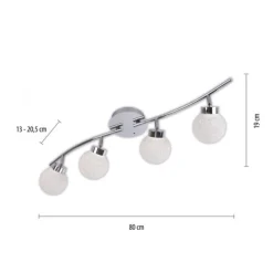 LED Deckenleuchte, 4-flammig, chrom, Strahlerleiste, dimmbar, Fernbedienung