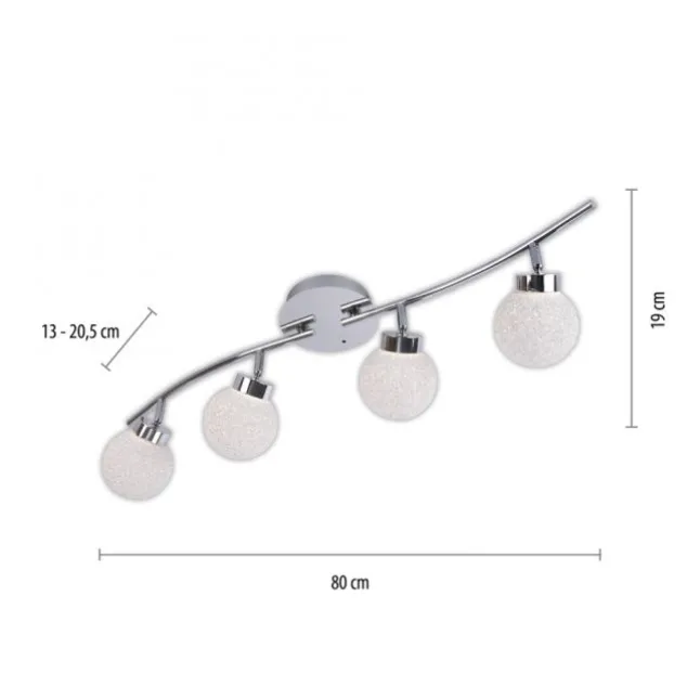 LED Deckenleuchte, 4-flammig, chrom, Strahlerleiste, dimmbar, Fernbedienung