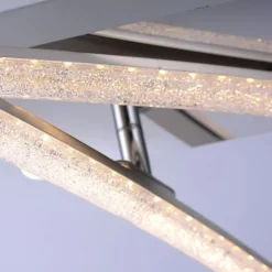 LED Deckenleuchte, 2flammig, chrom, 2 Leuchtenarme, modern, Kristalloptik