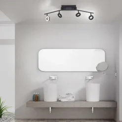 LED Deckenleuchte 4 flammige anthrazitfarbig drehbar IP44 warmweiß