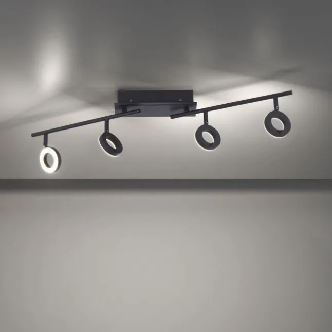 LED Deckenleuchte 4 flammige anthrazitfarbig drehbar IP44 warmweiß
