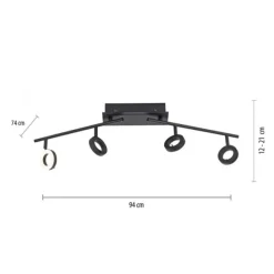 LED Deckenleuchte 4 flammige anthrazitfarbig drehbar IP44 warmweiß