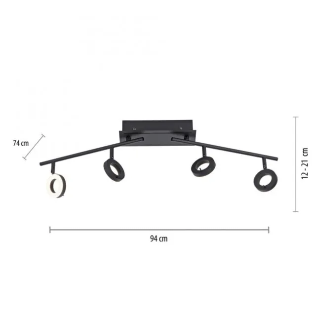 LED Deckenleuchte 4 flammige anthrazitfarbig drehbar IP44 warmweiß