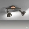 LED Deckenleuchte 2-flammig Metall Holz-natur grau Spots schwenkbar