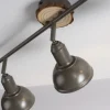 LED Deckenleuchte 3-flammig Metall Holz-natur grau Spots schwenkbar