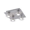 LED-Deckenleuchte, 4-flammig, modern, stahlfarben, quadratisch