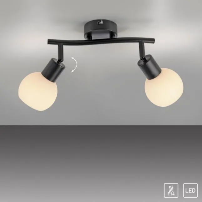 LED Deckenleuchte 2 flammig schwarz Spot drehbar zeitloses Design