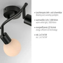 LED Deckenleuchte 2 flammig schwarz Spot drehbar zeitloses Design