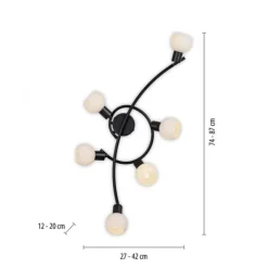 LED Deckenleuchte 6 flammig schwarz Spot drehbar Opalglas zeitlos