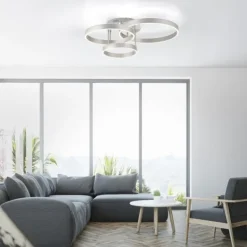 LED Deckenleuchte 3 flammig silber Up- Downlight dimmbar Fernbedienung