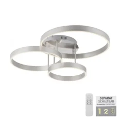 LED Deckenleuchte 3 flammig silber Up- Downlight dimmbar Fernbedienung
