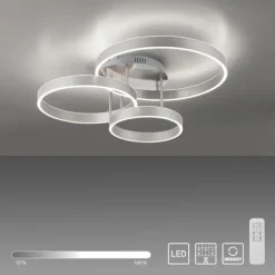 LED Deckenleuchte 3 flammig silber Up- Downlight dimmbar Fernbedienung
