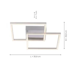 LED Deckenleuchte 2 flammig, stahl quadratisch, warmweiß