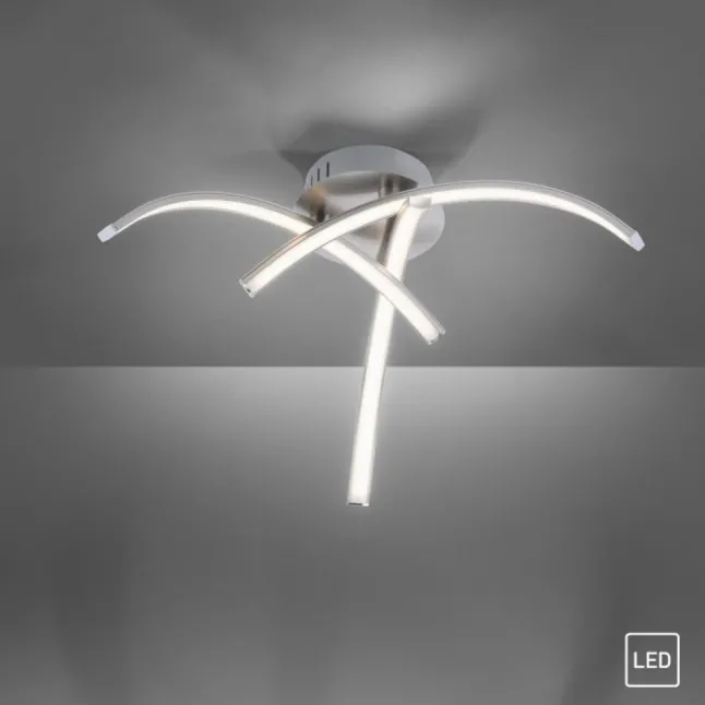LED Deckenleuchte, 3-flammig, stahl, gebogene Form, filigran
