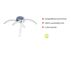 LED Deckenleuchte, 3-flammig, stahl, gebogene Form, filigran