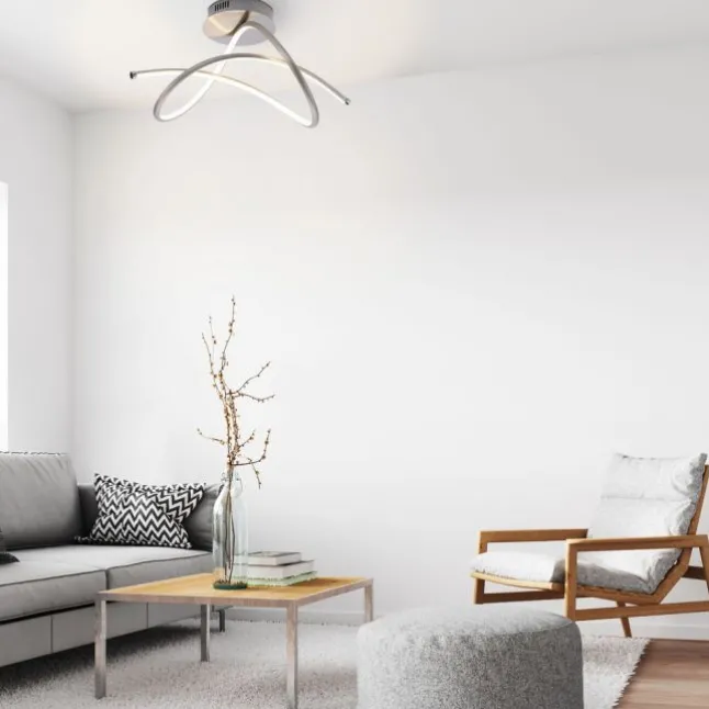 LED Deckenleuchte,futuristisches Design, geschwungene Form, silber