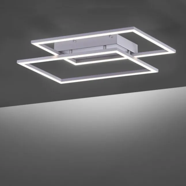 LED Deckenleuchte, futuristsiches Design, stahlfarben, flach,