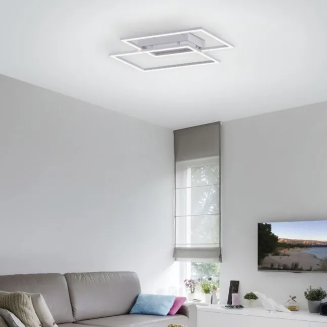 LED Deckenleuchte, futuristsiches Design, stahlfarben, flach,