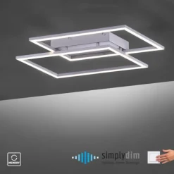 LED Deckenleuchte, futuristsiches Design, stahlfarben, flach,