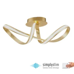 LED Deckenleuchte, goldfarben, elegant, geschwungener Leuchtkörper, modern