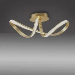 LED Deckenleuchte, goldfarben, elegant, geschwungener Leuchtkörper, modern