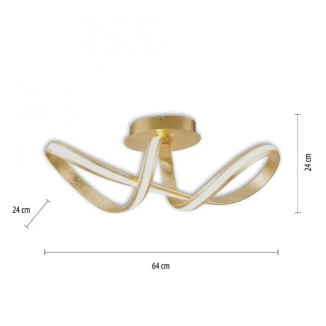 LED Deckenleuchte, goldfarben, elegant, geschwungener Leuchtkörper, modern