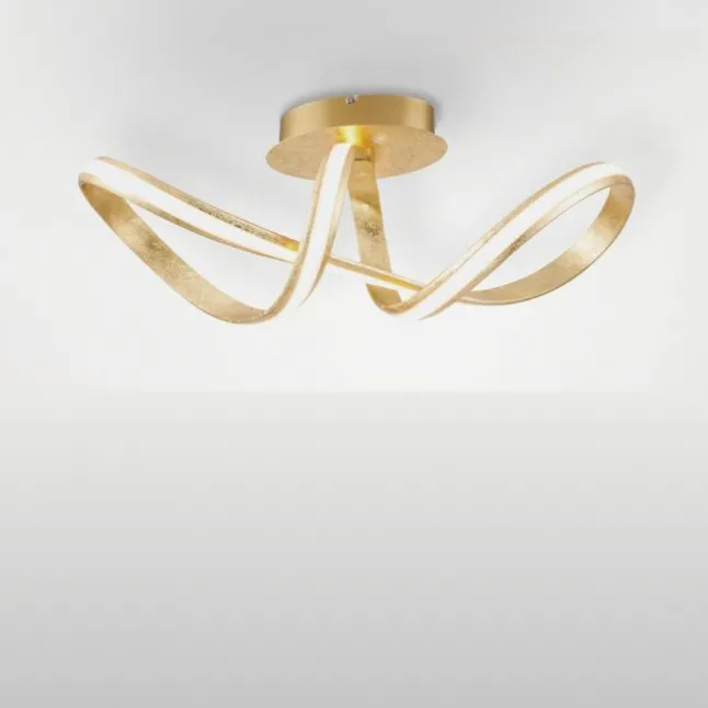 LED Deckenleuchte, goldfarben, elegant, geschwungener Leuchtkörper, modern