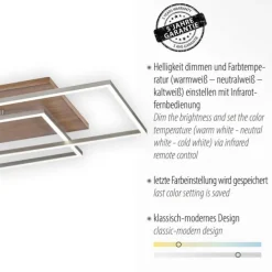 LED-Deckenleuchte, holz, CCT, Fernbedienung, Innenleuchte