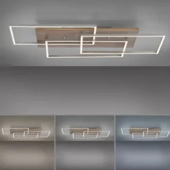 LED-Deckenleuchte, holz, CCT, Fernbedienung, Innenleuchte