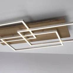 LED-Deckenleuchte, holz, CCT, Fernbedienung, Innenleuchte