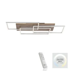LED-Deckenleuchte, holz, CCT, Fernbedienung, Innenleuchte