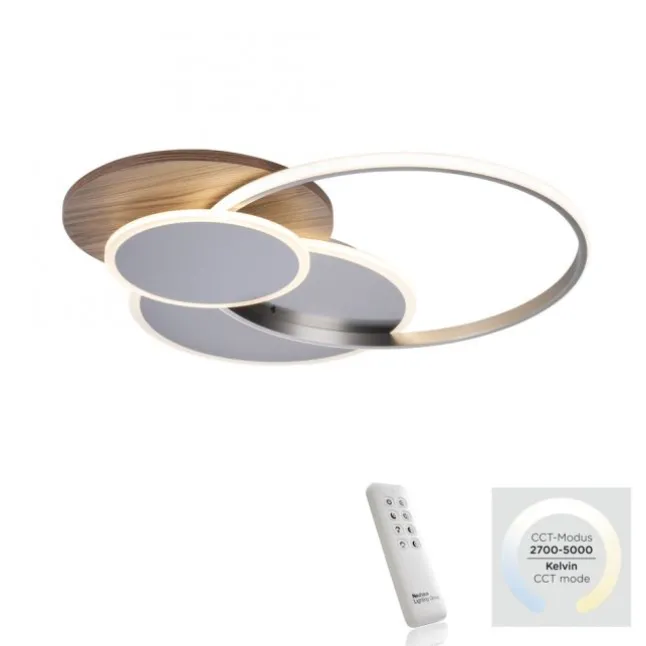 LED-Deckenleuchte, holz, dimmbar, Fernbedienung, Innenleuchte