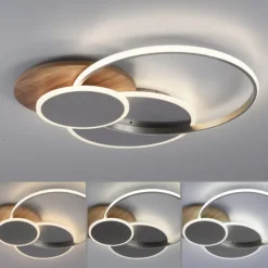 LED-Deckenleuchte, holz, dimmbar, Fernbedienung, Innenleuchte