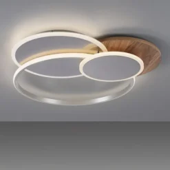 LED-Deckenleuchte, holz, dimmbar, Fernbedienung, Innenleuchte