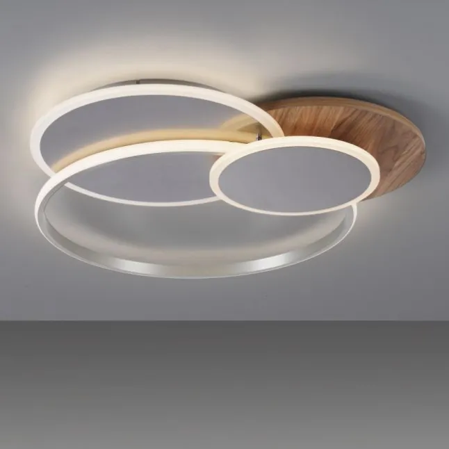 LED-Deckenleuchte, holz, dimmbar, Fernbedienung, Innenleuchte
