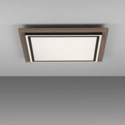 LED-Deckenleuchte, Holzoptik, dimmbar, Fernbedienung, CCT