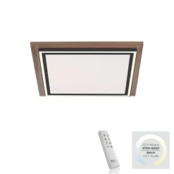LED-Deckenleuchte, Holzoptik, dimmbar, Fernbedienung, CCT