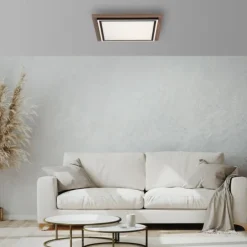 LED-Deckenleuchte, Holzoptik, dimmbar, Fernbedienung, CCT