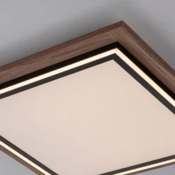 LED-Deckenleuchte, Holzoptik, dimmbar, Fernbedienung, CCT