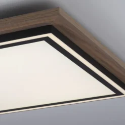 LED-Deckenleuchte, Holzoptik, dimmbar, Fernbedienung, CCT