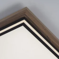 LED-Deckenleuchte, Holzoptik, dimmbar, Fernbedienung, CCT