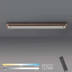 LED-Deckenleuchte, Holzoptik, dimmbar, Fernbedienung, CCT